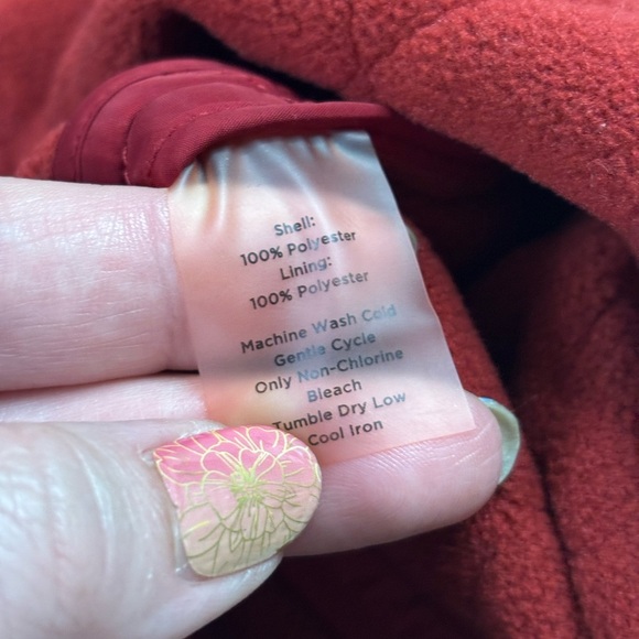 Talbots Size Large Petite Quilted Vest Red Button Collar Side Pockets - Picture 7 of 8